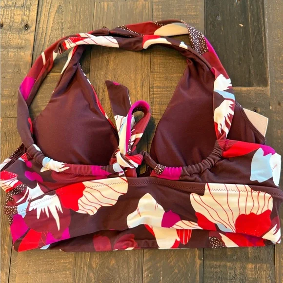 Athleta Floral Bikini plunge top size small - Picture 7 of 7